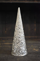 Cone Tree with White and Silver Glass Beads 12in