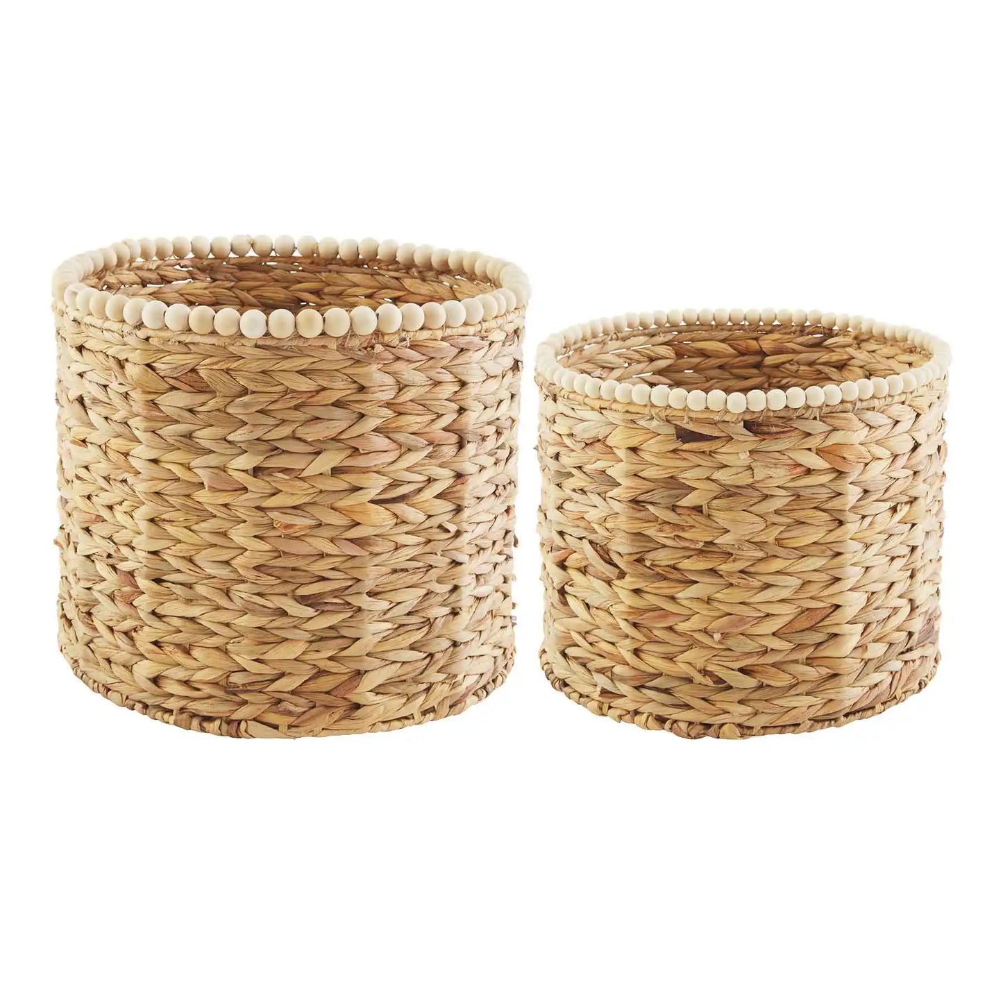 LARGE HYACINTH BEAD BASKET flat