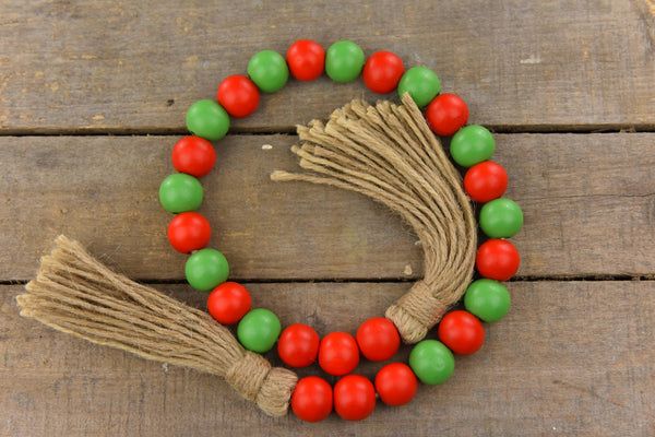 Wholesale Home Decor - Red & Green Beaded Garland 28in