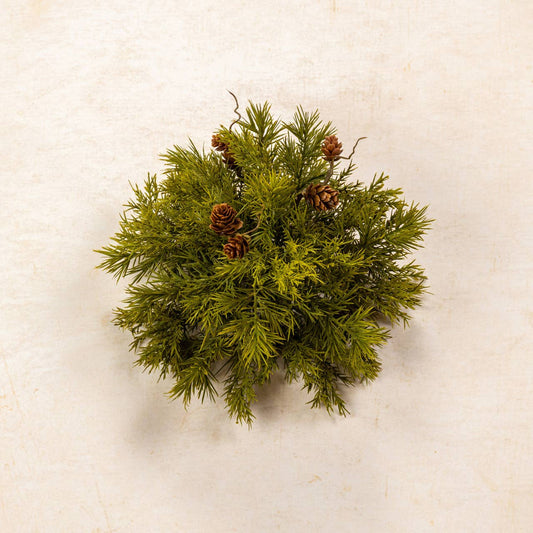 6"H PINE W/ PINECONES HALF BALL