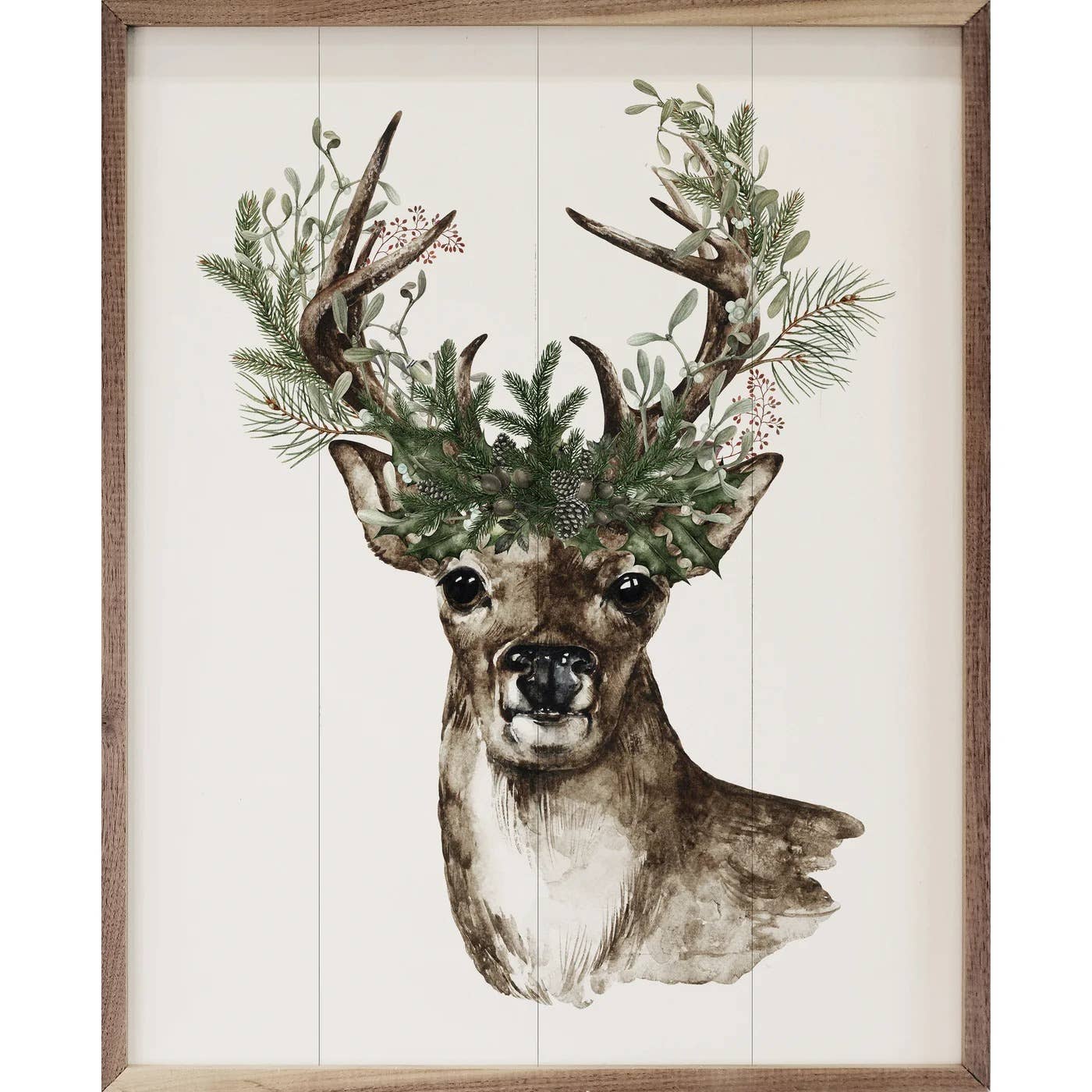 Watercolor Deer Pine Antlers