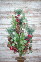 Wholesale Home Decor - Red Icy Berry & Pine 18in Pick