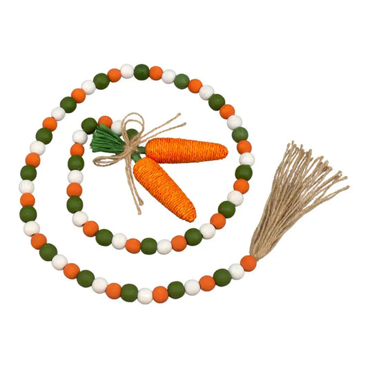 Green, Orange & White Bead Garland - 48 in long