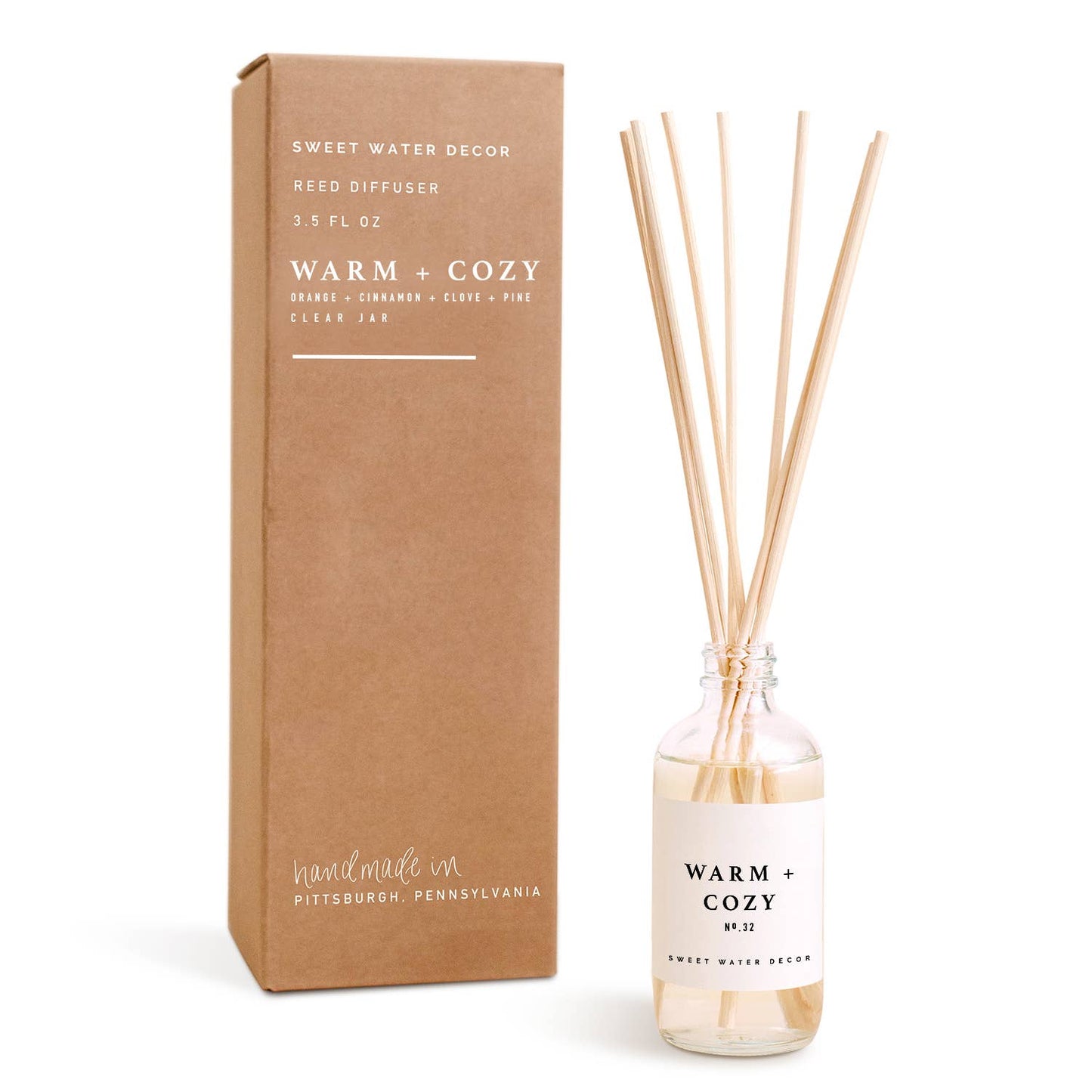 Sweet Water Decor - Warm and Cozy Reed Diffuser - Clear Jar - 3.5 oz