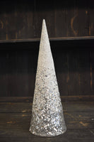 Cone Tree with White and Silver Glass Beads 18in